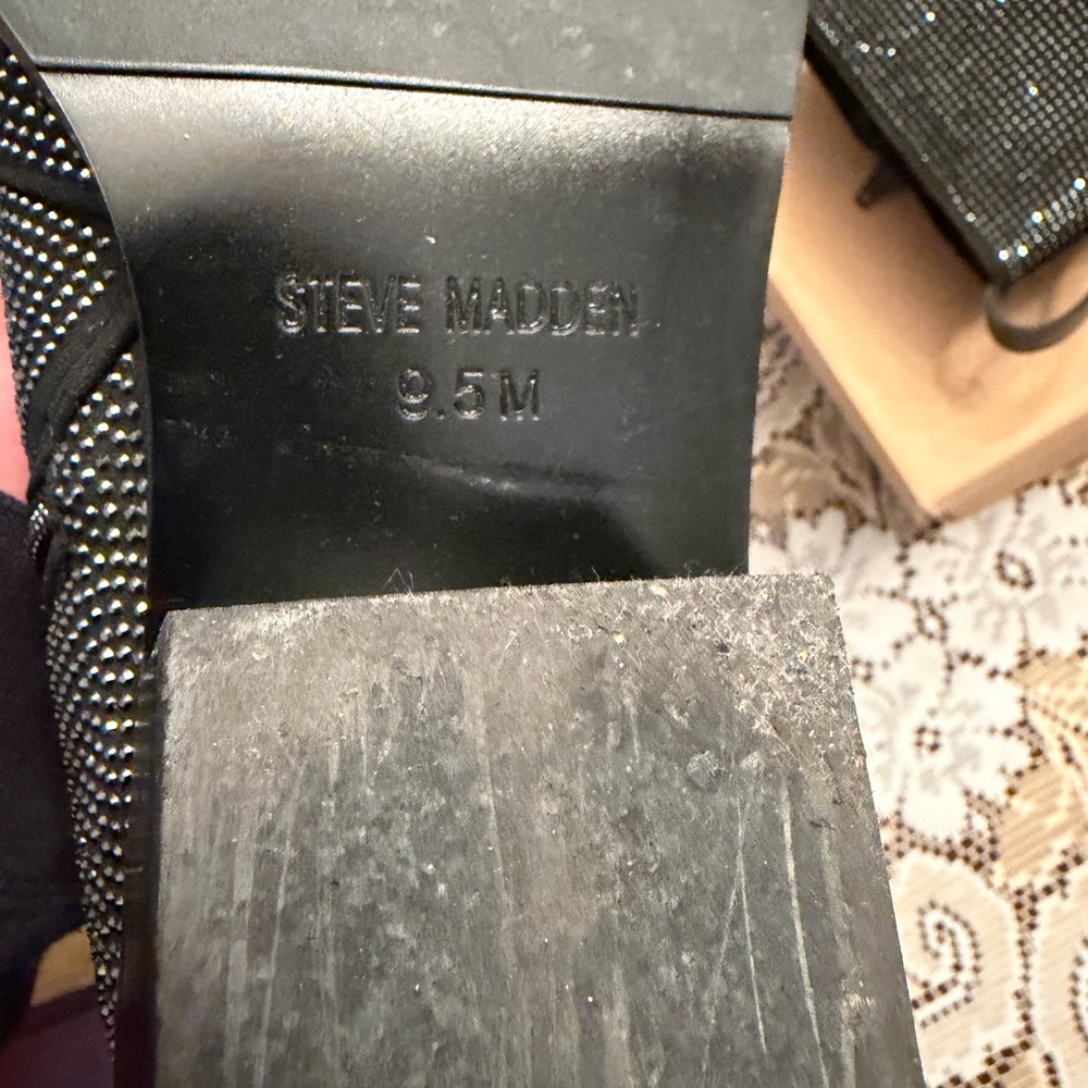 Steve Madden Black Rhinestone Ankle Booties - Picture 9 of 10